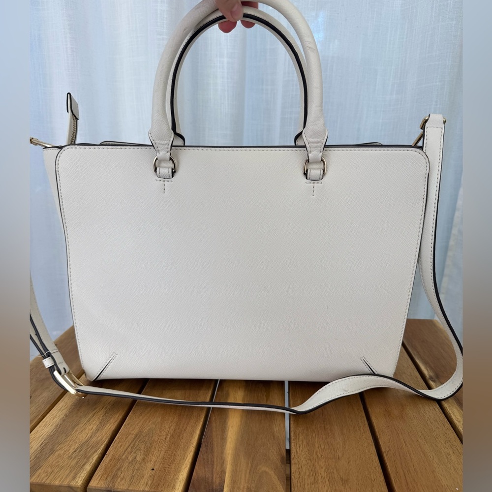 Tory Burch Robinson Large Zip Tote Ivory Saffiano Leather Satchel Crossbody Bag - Picture 7 of 15